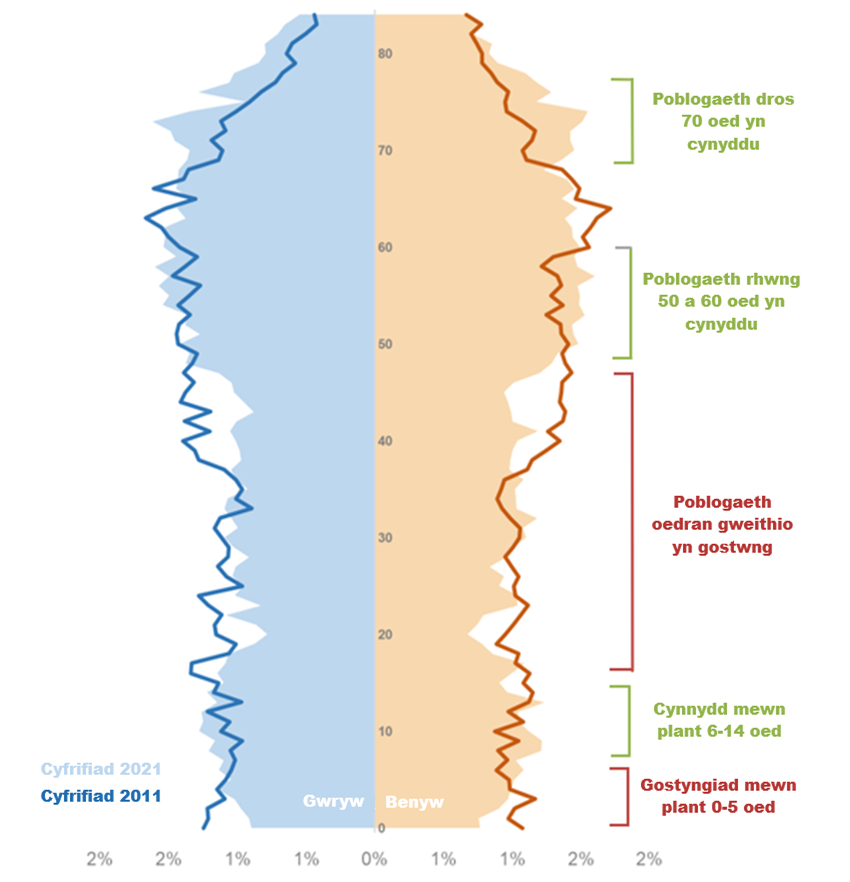 Ffigwr 2: Strwythur poblogaeth Ynys Môn