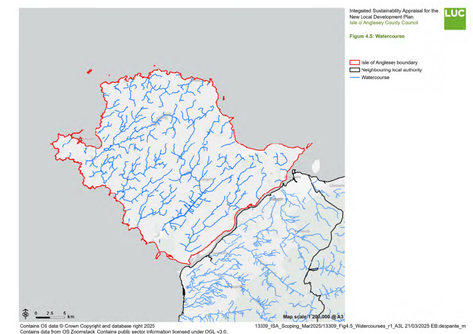 Isle of Anglesey Watercourse Map