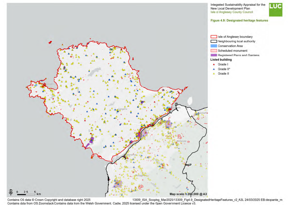 Isle of Anglesey Designated Heritage Features Map