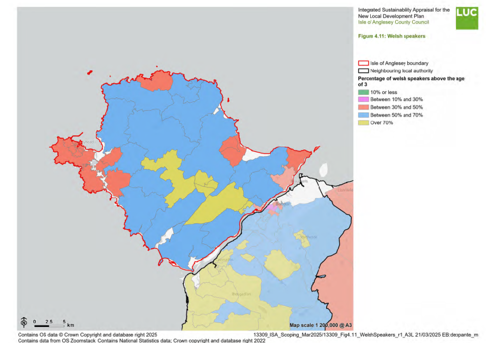 Isle of Anglesey Welsh Speakers Map